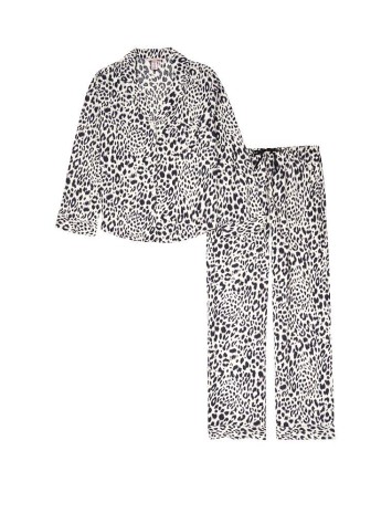 Піжама Victoria's Secret Flannel Long PJ Set Shadow Black Leopard