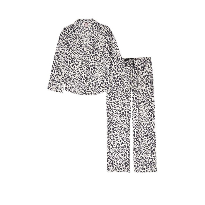 Піжама Victoria's Secret Flannel Long PJ Set Shadow Black Leopard