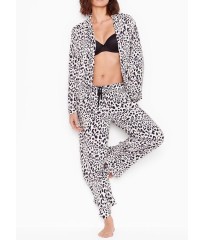 Піжама Victoria's Secret Flannel Long PJ Set Shadow Black Leopard