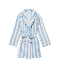 Халат Victoria’s Secret Logo Short Cozy Robe White/Blue Stripe