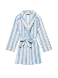 Халат Victoria’s Secret Logo Short Cozy Robe White/Blue Stripe
