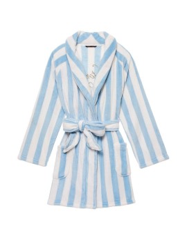 Халат Victoria's Secret Logo Short Cozy Robe White/Blue Stripe