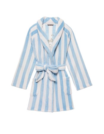Халат Victoria's Secret Logo Short Cozy Robe White/Blue Stripe