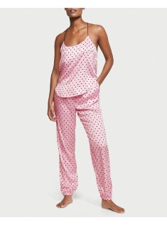 Піжама Victoria&#39;s Secret Satin Cami Pj Set Rose &amp; Black dot