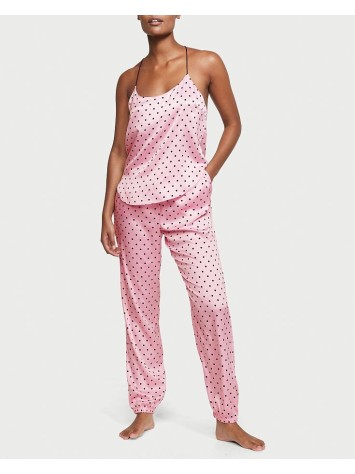 Піжама Victoria's Secret Satin Cami Pj Set Rose &amp; Black dot