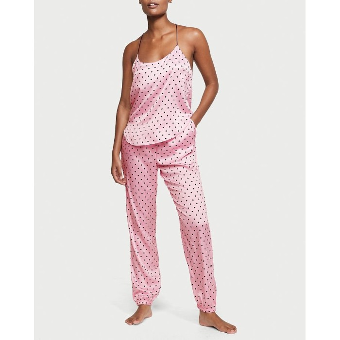 Піжама Victoria's Secret Satin Cami Pj Set Rose &amp; Black dot