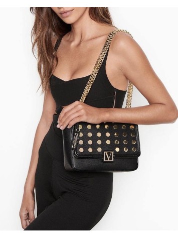 Крос-боді Вікторія Сікрет Medium Shoulder Bag Black with Gold dot