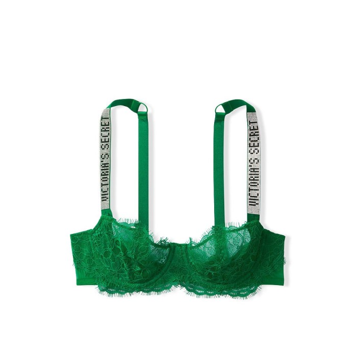 Бюстгальтер зелений Victoria's Secret Embellished Strap Push-up Bra