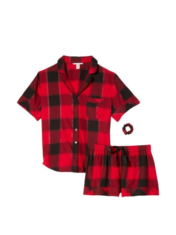 Піжама Victoria's Secret Flannel Short PJ Set Red plaid