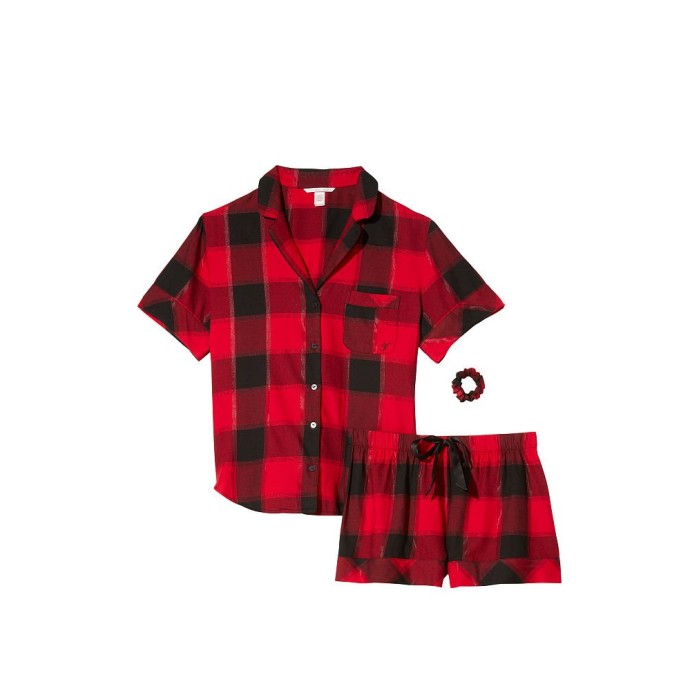 Піжама Victoria's Secret Flannel Short PJ Set Red plaid