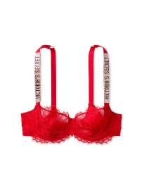 Бюстгальтер красный Victoria’s Secret Embellished Strap Push-up Bra Lipstick