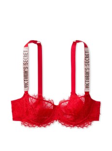 Бюстгальтер червоний Victoria's Secret Embellished Strap Push-up Bra Lipstick