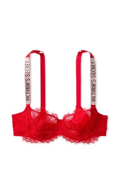 Бюстгальтер червоний Victoria's Secret Embellished Strap Push-up Bra Lipstick