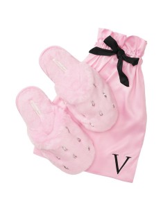 Домашние тапочки Victoria's Secret Logo Faux Fur Slippers