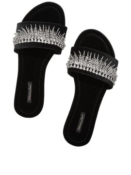 Домашние тапочки Victoria’s Secret Fringe Rhinestone Velvet Slides