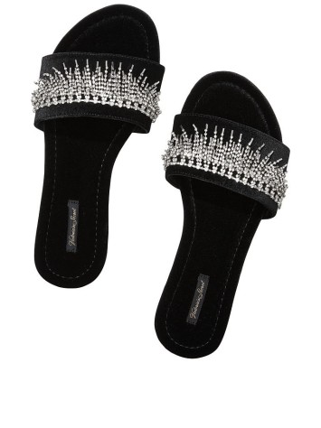Домашні капці Victoria's Secret Fringe Rhinestone Velvet Slides