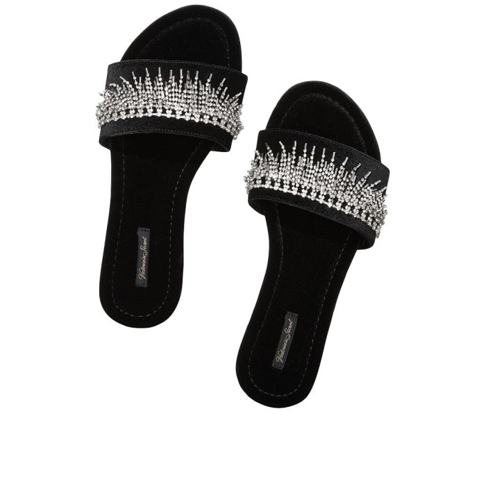 Домашні капці Victoria's Secret Fringe Rhinestone Velvet Slides