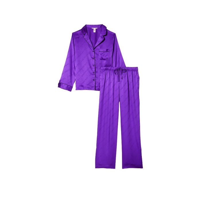Сатинова піжама Вікторія Секрет Satin Long Pj Set Purple