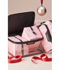 Набор косметичек три в розовую полоску Glam Bag Trio in Signature Stripe