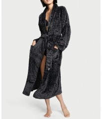 Халат Victoria's Secret Logo Long Cozy Robe Black Leopard