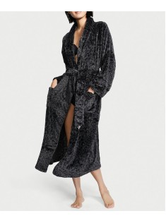 Халат Victoria's Secret Logo Long Cozy Robe Black Leopard