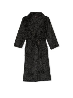 Халат Victoria's Secret Logo Long Cozy Robe Black Leopard