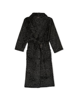 Халат Victoria's Secret Logo Long Cozy Robe Black Leopard
