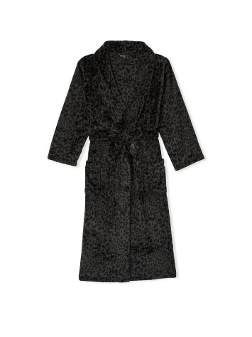 Халат Victoria's Secret Logo Long Cozy Robe Black Leopard