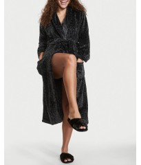 Халат Victoria's Secret Logo Long Cozy Robe Black Leopard