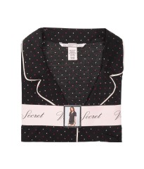 Пижама Victoria’s Secret Cotton Short PJ Set Black/Orchid Mini Dot