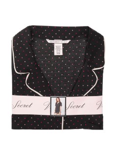 Піжама Victoria's Secret Cotton Short PJ Set Black/Orchid Mini Dot