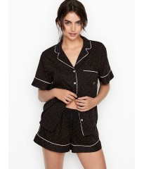 Пижама Victoria’s Secret Cotton Short PJ Set Black/Orchid Mini Dot