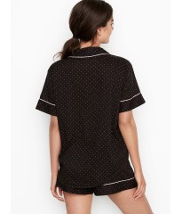 Пижама Victoria’s Secret Cotton Short PJ Set Black/Orchid Mini Dot
