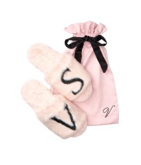 Домашні капці Victoria's Secret Logo Faux Fur Slippers Rose