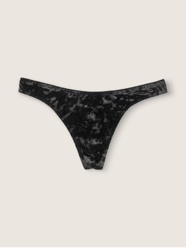 Трусики стрінги PINK Velvet Pure black Thong panty