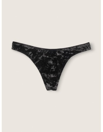 Трусики стрінги PINK Velvet Pure black Thong panty