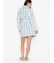 Халат Victoria's Secret Logo Short Cozy Robe White/Blue Stripe
