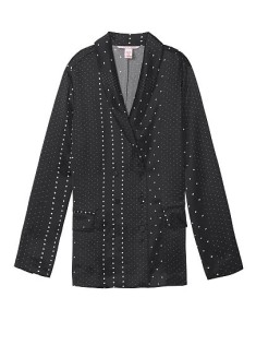 Піжама Victorias Secret The Satin Long PJ Set Black & White dot