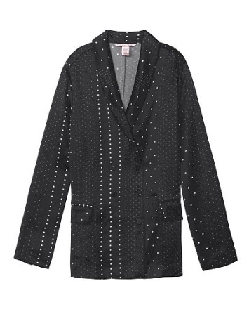 Піжама Victorias Secret The Satin Long PJ Set Black & White dot