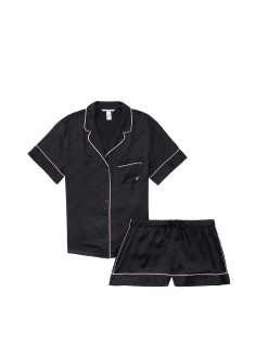 Сатинова піжама VS Satin Short Black Logo Pj Set