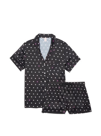 Сатинова піжама VS Satin Short Pj Set Hearts print