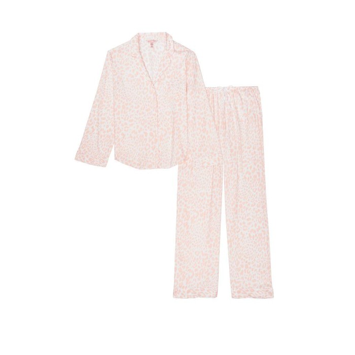 Піжама Victoria's Secret Flannel Long PJ Set Shadow Leopard White