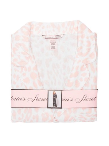 Піжама Victoria's Secret Flannel Long PJ Set Shadow Leopard White