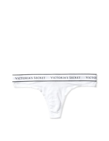 Трусики VS Stretch Cotton Logo White Thong Panty