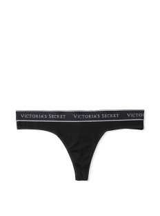 Трусики Victoria's Secret Stretch Cotton  Cotton Logo Thong Panty black