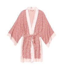 Халат Heavenly by Victoria's Secret Modal White Lace print Red hearts
