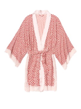Халат Heavenly by Victoria's Secret Modal White Lace print Red hearts