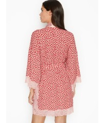 Халат Heavenly by Victoria's Secret Modal White Lace print Red hearts