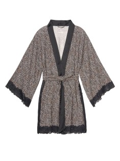 Халат Victoria's Secret Supersoft Lace trim Leopard Robe