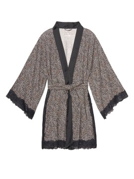 Халат Victoria's Secret Supersoft Lace trim Leopard Robe
